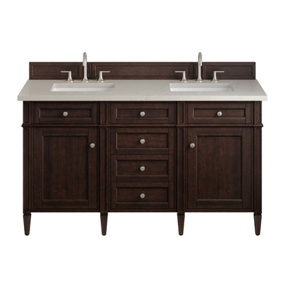 James Martin - Brittany 60" Double Vanity, Burnished Mahogany, w/ 3 CM Siberian Silestone Top - 650-V60D-BNM-3SFR view 1