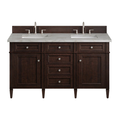 James Martin - Brittany 60" Double Vanity, Burnished Mahogany w/ 3 CM Victorian Silver Silestone Top - 650-V60D-BNM-3VSL view 1