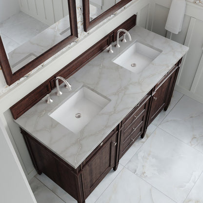James Martin - Brittany 60" Double Vanity, Burnished Mahogany w/ 3 CM Victorian Silver Silestone Top - 650-V60D-BNM-3VSL view 7