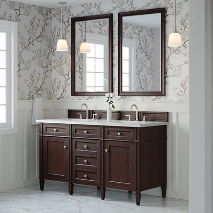 James Martin - Brittany 60" Double Vanity, Burnished Mahogany w/ 3 CM White Zeus Silestone Top - 650-V60D-BNM-3WZ view 4