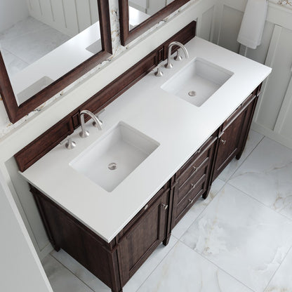 James Martin - Brittany 60" Double Vanity, Burnished Mahogany w/ 3 CM White Zeus Silestone Top - 650-V60D-BNM-3WZ view 7