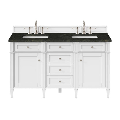 James Martin - Brittany 60" Double Vanity in Bright White, w/ 3 CM Phantome Eclos Top - 655-V60D-BW-3PHT view 1