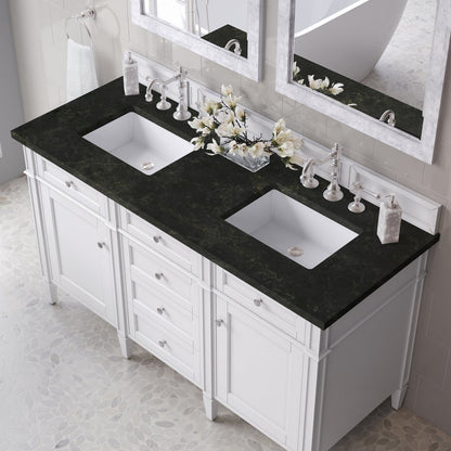 James Martin - Brittany 60" Double Vanity in Bright White, w/ 3 CM Phantome Eclos Top - 655-V60D-BW-3PHT view 6