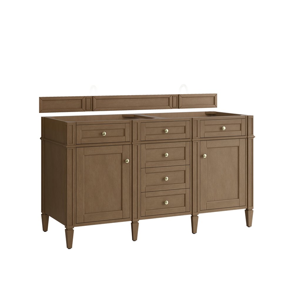 James Martin - Brittany 60" Double Vanity, Pecan w/ 3 CM Charcoal Soapstone Silestone Top - 655-V60D-PCN-3CSP view 2