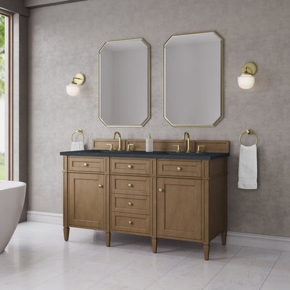 James Martin - Brittany 60" Double Vanity, Pecan w/ 3 CM Charcoal Soapstone Silestone Top - 655-V60D-PCN-3CSP view 4
