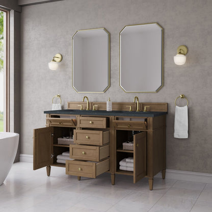 James Martin - Brittany 60" Double Vanity, Pecan w/ 3 CM Charcoal Soapstone Silestone Top - 655-V60D-PCN-3CSP view 5