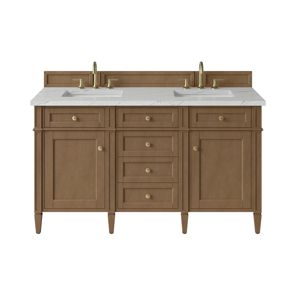 James Martin - Brittany 60" Double Vanity, Pecan w/ 3 CM Ethereal Noctis Silestone Top - 655-V60D-PCN-3ENC view 1
