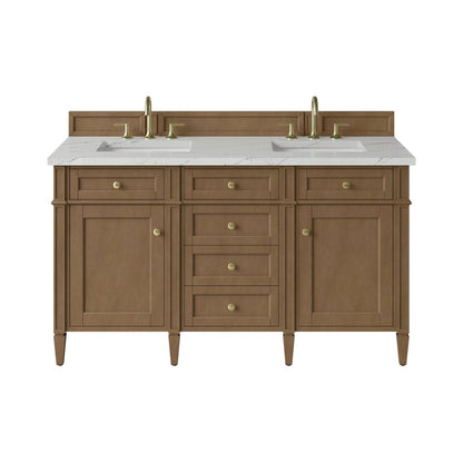 James Martin - Brittany 60" Double Vanity, Pecan w/ 3 CM Ethereal Noctis Silestone Top - 655-V60D-PCN-3ENC view 1