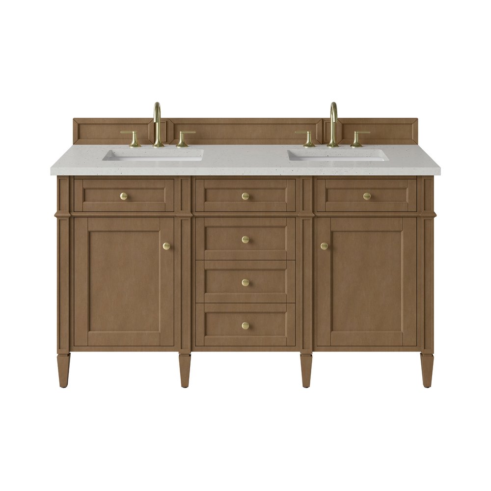 James Martin - Brittany 60" Double Vanity, Pecan w/ 3 CM Lime Delight Silestone Top - 655-V60D-PCN-3LDL view 1
