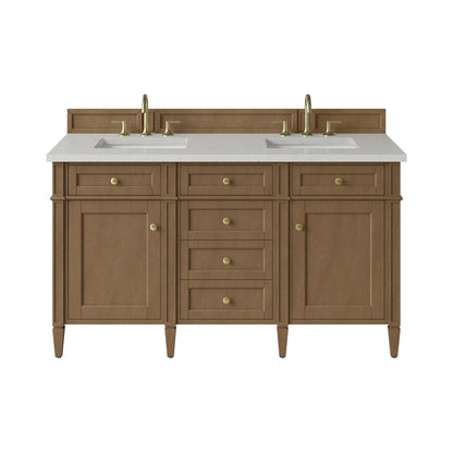 James Martin - Brittany 60" Double Vanity, Pecan w/ 3 CM Lime Delight Silestone Top - 655-V60D-PCN-3LDL view 1