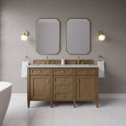 James Martin - Brittany 60" Double Vanity, Pecan w/ 3 CM Lime Delight Silestone Top - 655-V60D-PCN-3LDL view 3