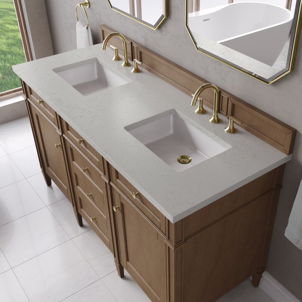 James Martin - Brittany 60" Double Vanity, Pecan w/ 3 CM Lime Delight Silestone Top - 655-V60D-PCN-3LDL view 7
