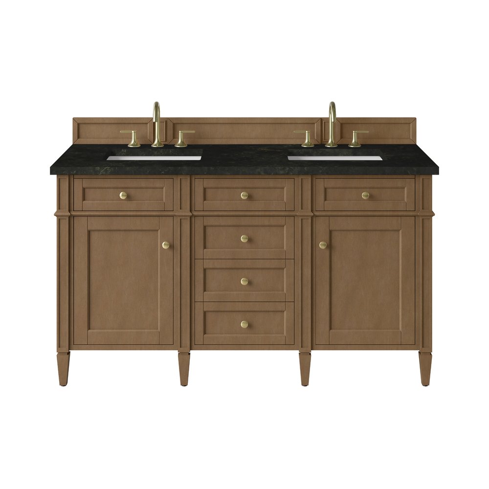 James Martin - Brittany 60" Double Vanity, Pecan w/ 3 CM Phantome Eclos Top - 655-V60D-PCN-3PHT view 1