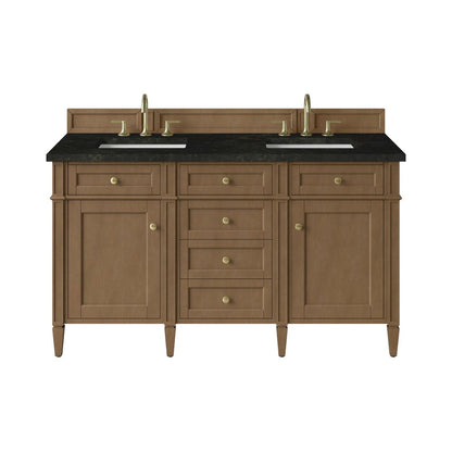 James Martin - Brittany 60" Double Vanity, Pecan w/ 3 CM Phantome Eclos Top - 655-V60D-PCN-3PHT view 1