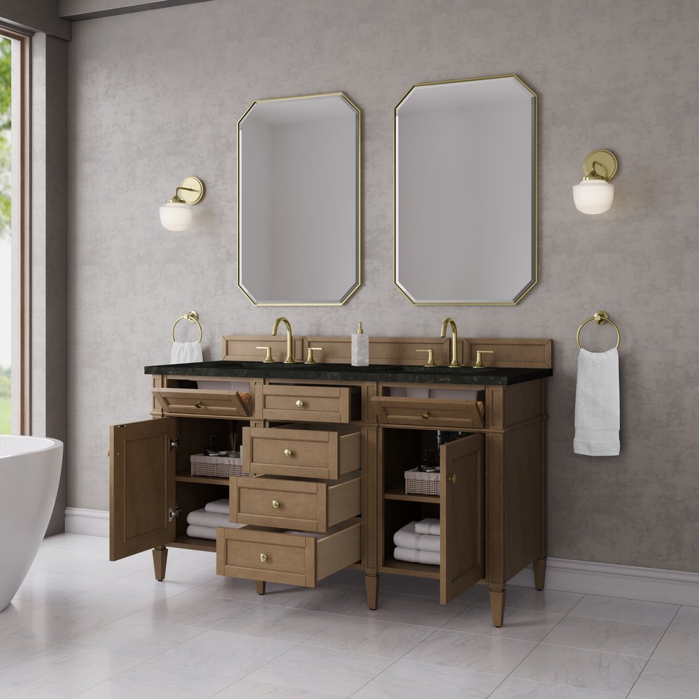 James Martin - Brittany 60" Double Vanity, Pecan w/ 3 CM Phantome Eclos Top - 655-V60D-PCN-3PHT view 5