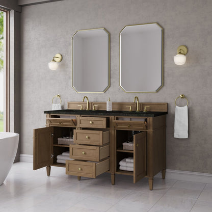 James Martin - Brittany 60" Double Vanity, Pecan w/ 3 CM Phantome Eclos Top - 655-V60D-PCN-3PHT view 5