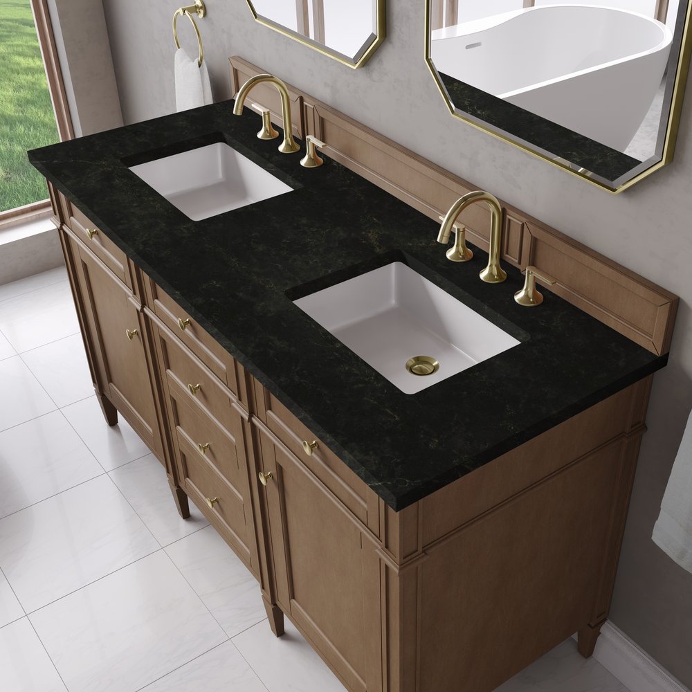 James Martin - Brittany 60" Double Vanity, Pecan w/ 3 CM Phantome Eclos Top - 655-V60D-PCN-3PHT view 7