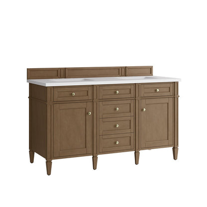 James Martin - Brittany 60" Double Vanity, Pecan w/ 3 CM White Zeus Silestone Top - 655-V60D-PCN-3WZ view 11