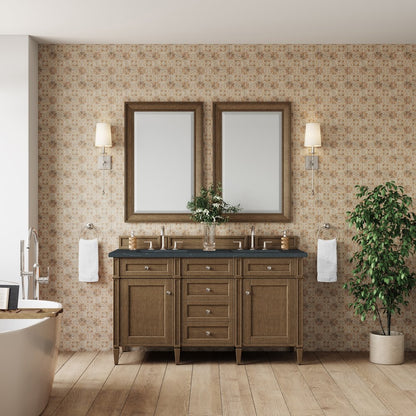 James Martin - Brittany 60" Double Vanity, Saddle Brown w/ 3 CM Charcoal Soapstone Silestone Top - 650-V60D-SBR-3CSP view 3