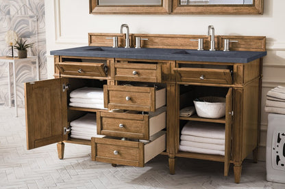 James Martin - Brittany 60" Double Vanity, Saddle Brown w/ 3 CM Charcoal Soapstone Silestone Top - 650-V60D-SBR-3CSP view 5