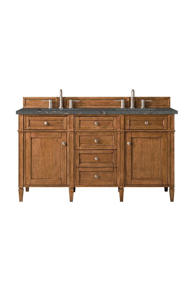 James Martin - Brittany 60" Double Vanity, Saddle Brown w/ 3 CM Parisien Bleu Silestone Top - 650-V60D-SBR-3PBL view 1