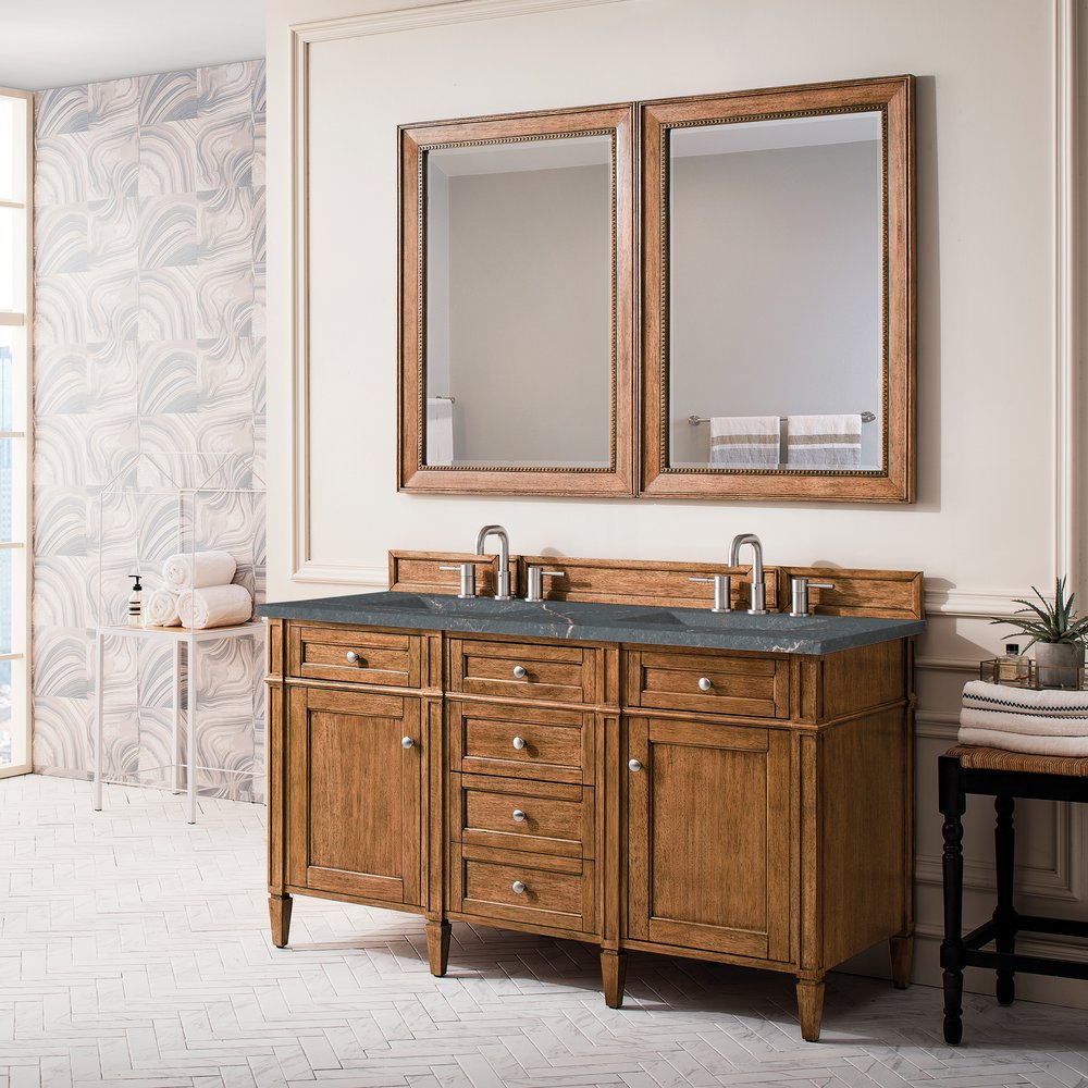 James Martin - Brittany 60" Double Vanity, Saddle Brown w/ 3 CM Parisien Bleu Silestone Top w/FreePower Wireless Charger - 650-V60D-SBR-FPBL view 5