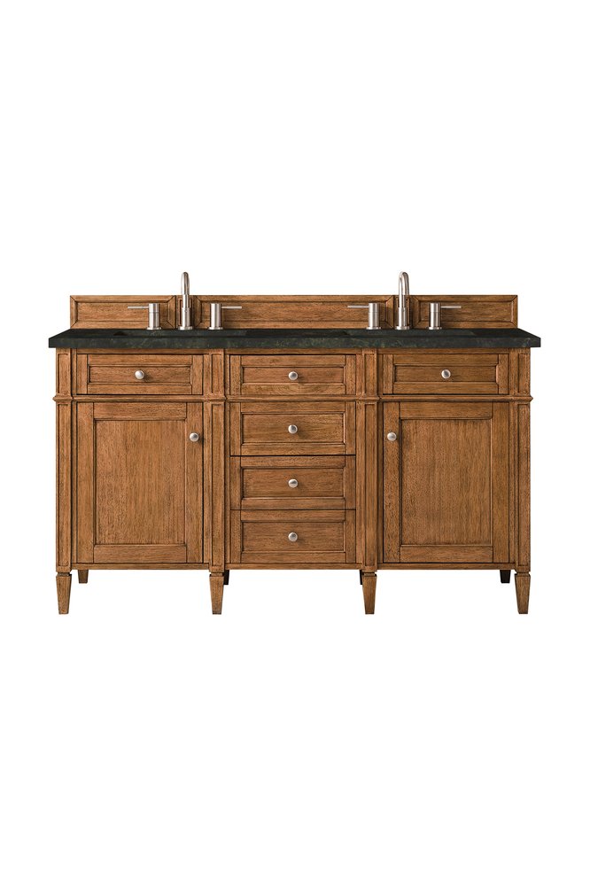 James Martin - Brittany 60" Double Vanity, Saddle Brown, w/ 3 CM Phantome Eclos Top - 650-V60D-SBR-3PHT view 1