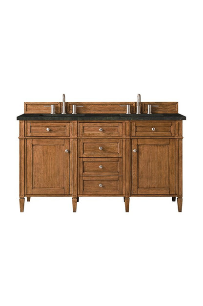 James Martin - Brittany 60" Double Vanity, Saddle Brown, w/ 3 CM Phantome Eclos Top - 650-V60D-SBR-3PHT view 1