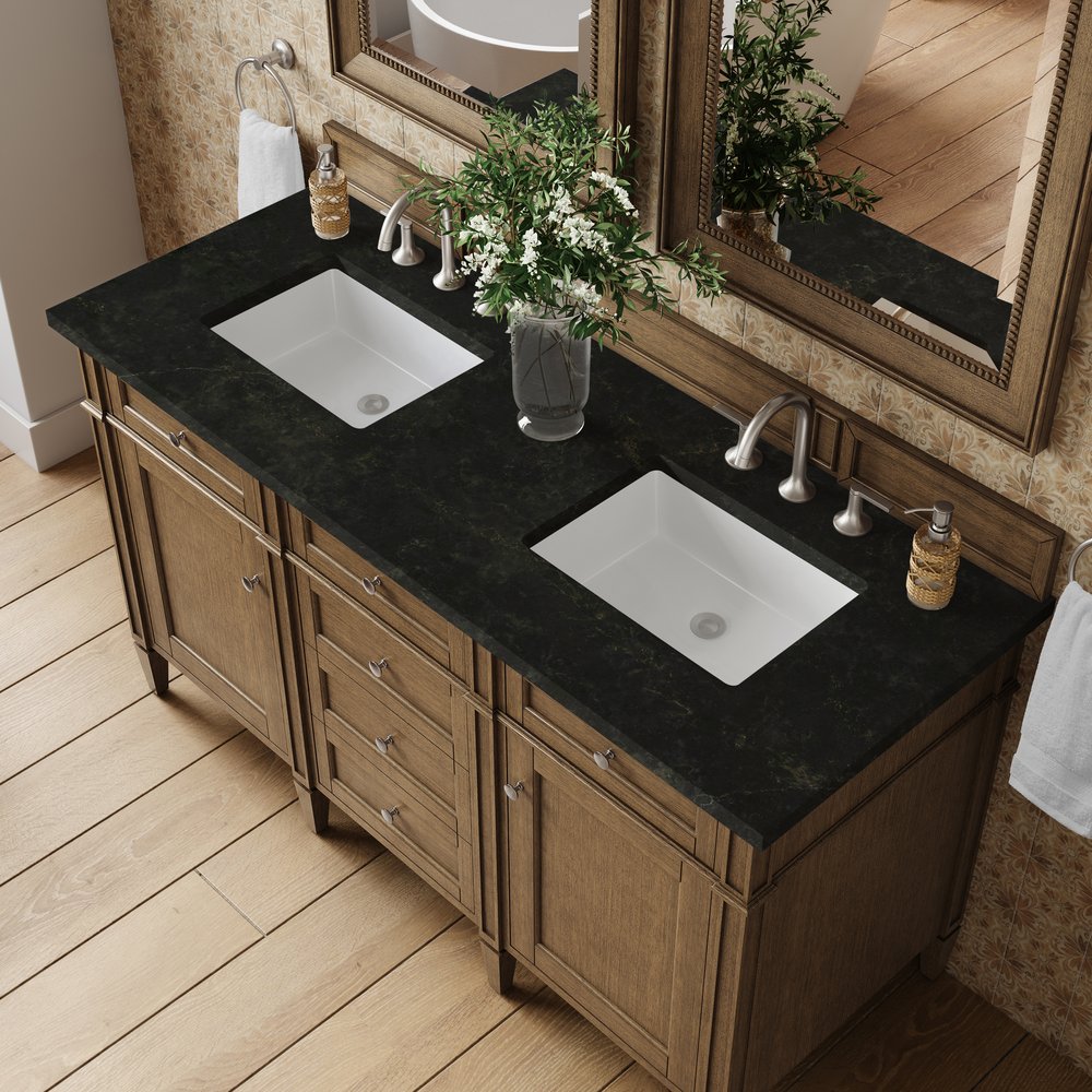 James Martin - Brittany 60" Double Vanity, Saddle Brown, w/ 3 CM Phantome Eclos Top - 650-V60D-SBR-3PHT view 6