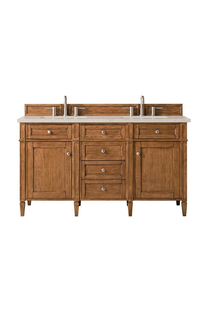 James Martin - Brittany 60" Double Vanity, Saddle Brown, w/ 3 CM Siberian Silestone Top - 650-V60D-SBR-3SFR view 1