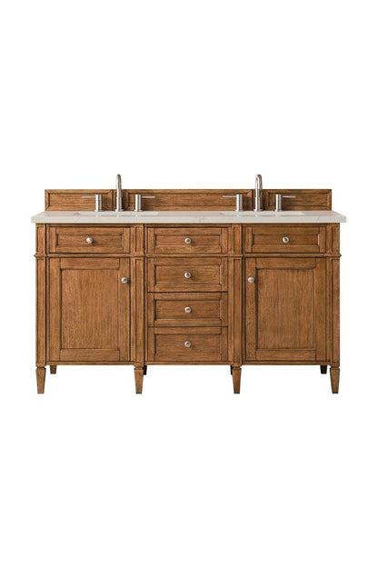 James Martin - Brittany 60" Double Vanity, Saddle Brown, w/ 3 CM Siberian Silestone Top w/FreePower Wireless Charger - 650-V60D-SBR-FSFR view 1