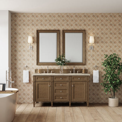 James Martin - Brittany 60" Double Vanity, Saddle Brown, w/ 3 CM Tajnar Eclos Top w/FreePower Wireless Charger - 650-V60D-SBR-FTJR view 3