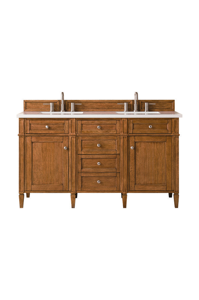 James Martin - Brittany 60" Double Vanity, Saddle Brown w/ 3 CM White Zeus Silestone Top - 650-V60D-SBR-3WZ view 1