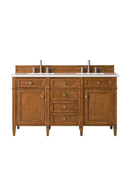 James Martin - Brittany 60" Double Vanity, Saddle Brown w/ 3 CM White Zeus Silestone Top - 650-V60D-SBR-3WZ view 1