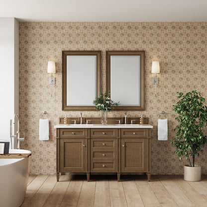 James Martin - Brittany 60" Double Vanity, Saddle Brown w/ 3 CM White Zeus Silestone Top - 650-V60D-SBR-3WZ view 3