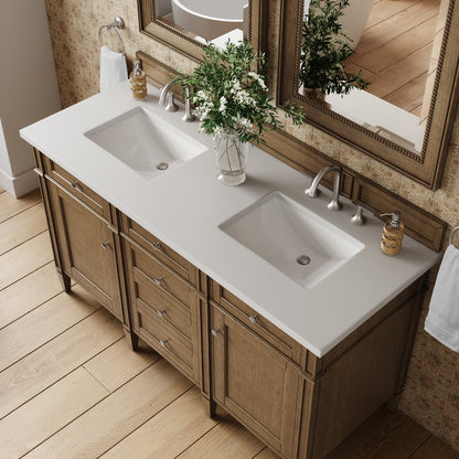 James Martin - Brittany 60" Double Vanity, Saddle Brown w/ 3 CM White Zeus Silestone Top - 650-V60D-SBR-3WZ view 7