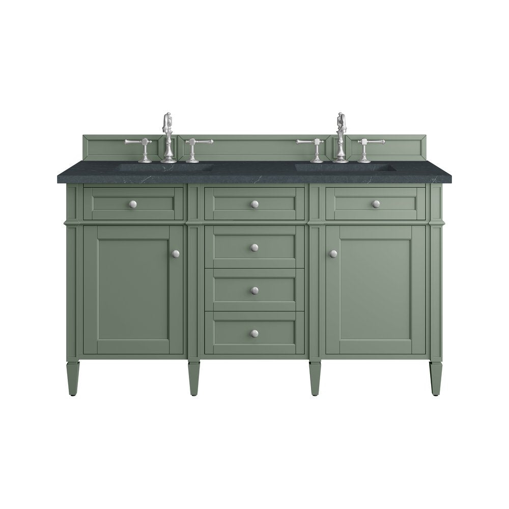 James Martin - Brittany 60" Double Vanity, Smokey Celadon w/ 3 CM Charcoal Soapstone Top - 650-V60D-SC-3CSP view 1