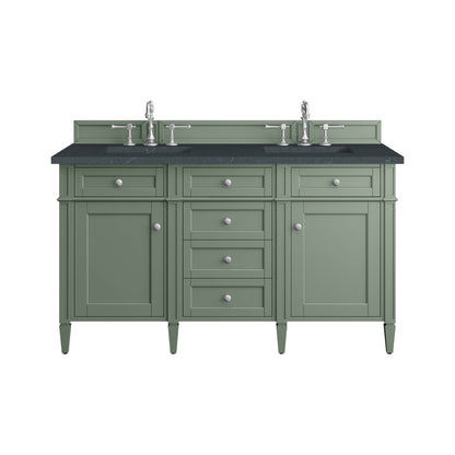 James Martin - Brittany 60" Double Vanity, Smokey Celadon w/ 3 CM Charcoal Soapstone Top - 650-V60D-SC-3CSP view 1