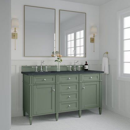 James Martin - Brittany 60" Double Vanity, Smokey Celadon w/ 3 CM Charcoal Soapstone Top - 650-V60D-SC-3CSP view 4