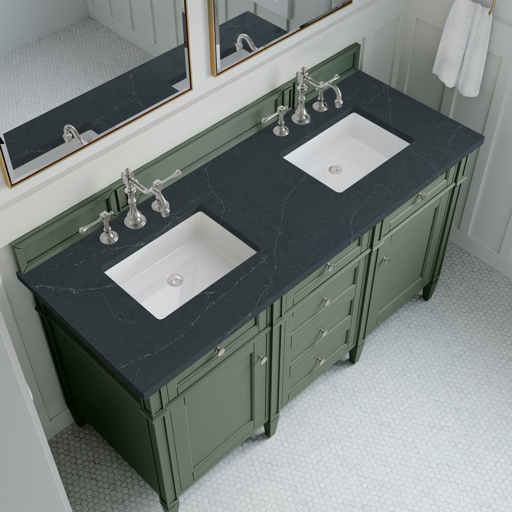 James Martin - Brittany 60" Double Vanity, Smokey Celadon w/ 3 CM Charcoal Soapstone Top - 650-V60D-SC-3CSP view 6