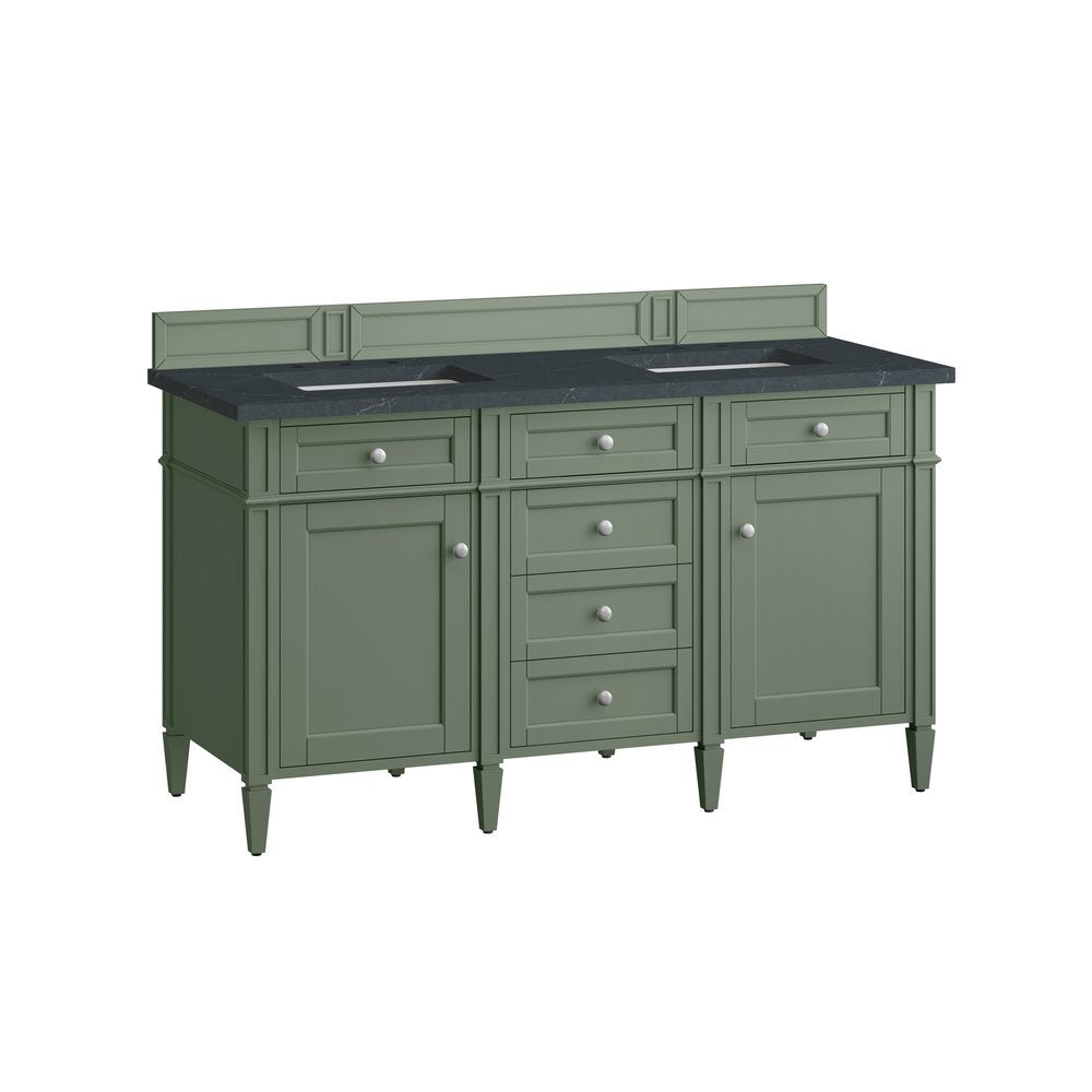 James Martin - Brittany 60" Double Vanity, Smokey Celadon w/ 3 CM Charcoal Soapstone Top - 650-V60D-SC-3CSP view 7