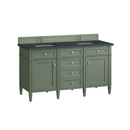 James Martin - Brittany 60" Double Vanity, Smokey Celadon w/ 3 CM Charcoal Soapstone Top - 650-V60D-SC-3CSP view 7