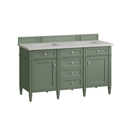 James Martin - Brittany 60" Double Vanity, Smokey Celadon w/ 3 CM Eternal Jasmine Pearl Top - 650-V60D-SC-3EJP view 7