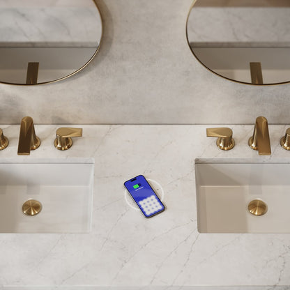 James Martin - Brittany 60" Double Vanity, Smokey Celadon w/ 3 CM Eternal Jasmine Pearl Top w/FreePower Wireless Charger - 650-V60D-SC-FEJP view 3