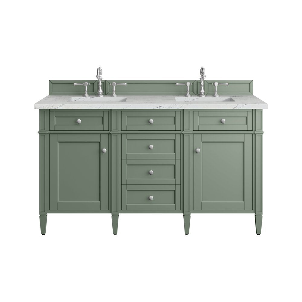 James Martin - Brittany 60" Double Vanity, Smokey Celadon w/ 3 CM Ethereal Noctis Top - 650-V60D-SC-3ENC view 1