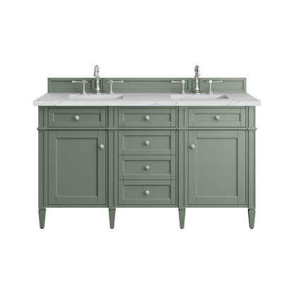 James Martin - Brittany 60" Double Vanity, Smokey Celadon w/ 3 CM Ethereal Noctis Top - 650-V60D-SC-3ENC view 1