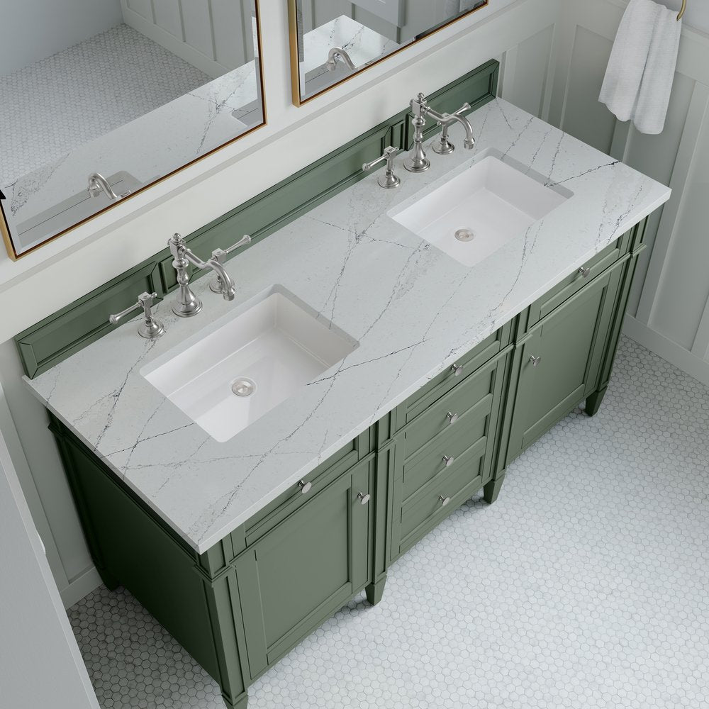 James Martin - Brittany 60" Double Vanity, Smokey Celadon w/ 3 CM Ethereal Noctis Top - 650-V60D-SC-3ENC view 6