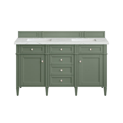 James Martin - Brittany 60" Double Vanity, Smokey Celadon w/ 3 CM Ethereal Noctis Top w/FreePower Wireless Charger - 650-V60D-SC-FENC view 2