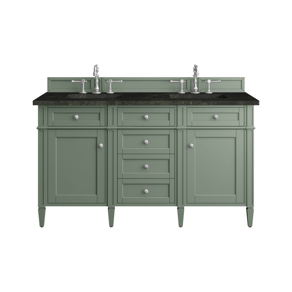 James Martin - Brittany 60" Double Vanity, Smokey Celadon, w/ 3 CM Phantome Eclos Top - 650-V60D-SC-3PHT view 1