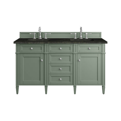 James Martin - Brittany 60" Double Vanity, Smokey Celadon, w/ 3 CM Phantome Eclos Top - 650-V60D-SC-3PHT view 1